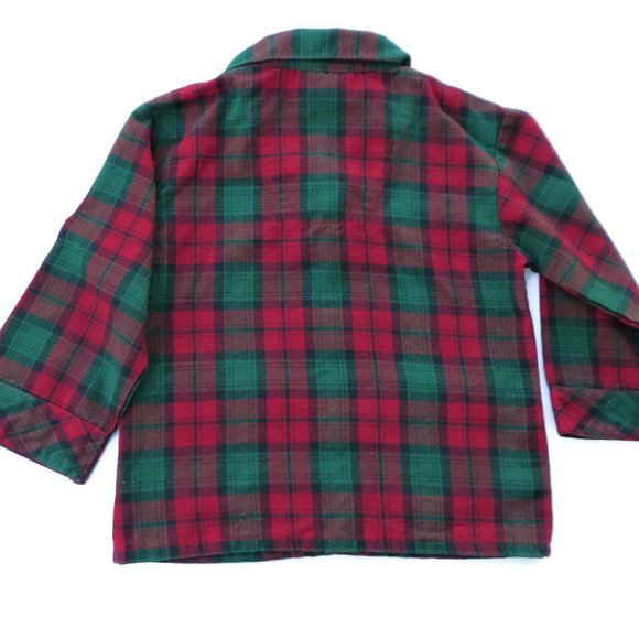 Disney Parks Kids Pajama Top Red Green Tartan Plaid Santa Embroidered Mickey 4 - Picture 3 of 7